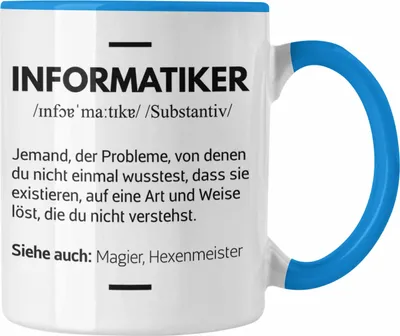 Produktbild von Trendation - Informatiker Tasse Geschenk Programmierer Gadget Lustig Geschenkidee Männer Zubehör Informatiklehrer IT (Blau)