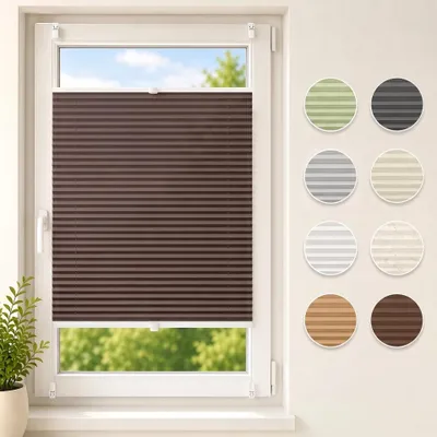 Produktbild von Plissee Klemmfix ohne Bohren 80x100cm Mokkabraun Sichtschutz Blickdicht Sonnenschutzrollo  Lichtschutz Faltrollo Jalousie Rollos für Fenster und Tür