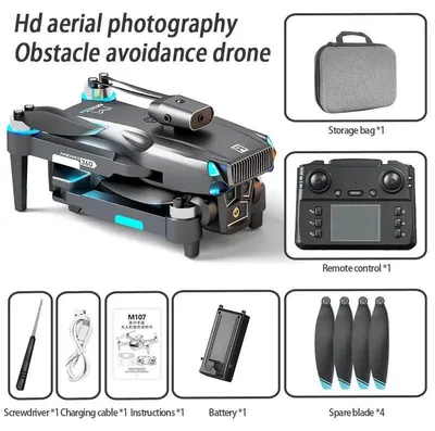 Zdjęcie produktu dla Dron quadkopter M107 RC – pilot z ekranem – kamera FPV 480p z Wi-Fi – silniki bezszczotkowe – czas lotu 10–20 min – zasięg 100 m – kolor czarny