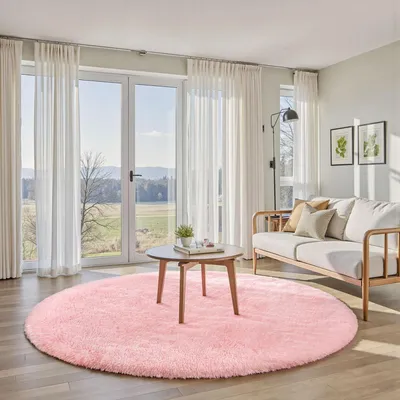 Produktbild von Teppich Flauschig 80x80 cm Rosa