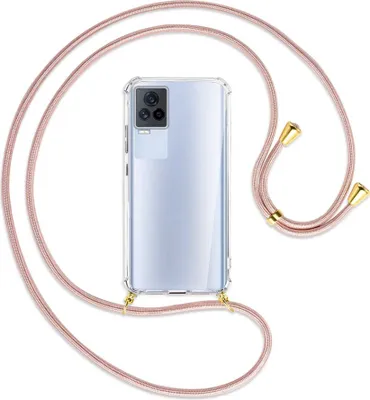 Produktbild von Handykette Backcover-Schutzhülle mit Band (Metall goldfarben) für vivo IQOO 7 - roségold