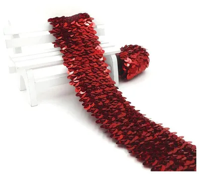 Paillettenband 4,8 cm x 10 m, Rot, PVC, für DIY und Nähen
