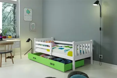Obrázek produktu pro Dětská postel 90x200 CHARIS - bílá / zelená