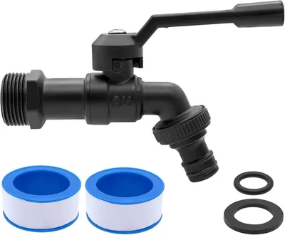 Image de Robinet d'extérieur en laiton, de 3/4 de pouce, à bille, résistant au gel jusqu'à -20°C, résistant à la chaleur jusqu'à 120°C, robinet d'eau extérieur avec raccords pour tuyau d'arrosage (noir)