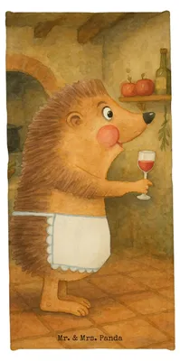 Produktbild von Mr. & Mrs. Panda Handtuch Igel Wein Design - Weiß - Geschenk, Rotwein, Badehandtuch, Weintrinker, Spruch, Weinglas, Duschtuch, Badhandtuch, Weißwein, Strandtuch