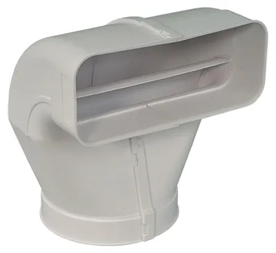 Zdjęcie produktu dla Płaski kanał 222 x 89 mm z kolankiem o średnicy 150 mm – adapter wentylacji kuchennej