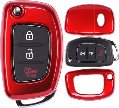 Produktbild von Auto Schlüssel Kunststoff Hülle ABS Plastik Schutz Cover Rot kompatibel mit Hyundai i20 i30 ix35 i40 Santa Fe Tucson Klappschlüssel