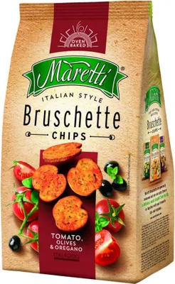 Produktbild von Maretti Bruschette Chips Tomato, Olives & Oregano 150g