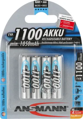 Image de 1x4 Ansmann NiMH Akku 1100 Micro AAA 1050 mAh