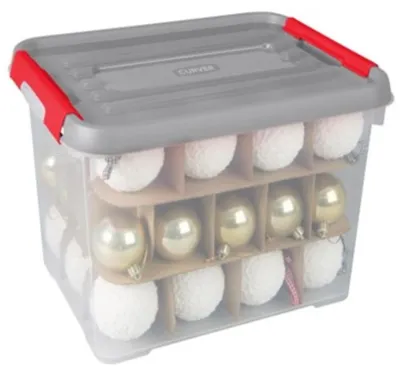 Produktbild von Curver Aufbewahrungsbox Weihnachtskugeln 65L Kunststoff mit Deckel transparent
