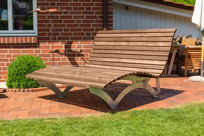 Produktbild von Waldsofa Classic mit Auflage und Kissen, Thermokiefer, Wellenliege, Sonnenliege