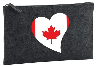 Produktbild von Huuraa Kulturbeutel Kanada Flagge Herz 1 Liter Charcoal Filz Kosmetiktasche Geschenkidee