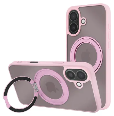 Productafbeelding van Avizar, MagSafe hoesje voor iPhone 16, hybride ontwerp met ringstandaard, roze