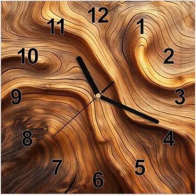 Produktbild von Wanduhr aus Glas mit Motiv Holzstruktur- 30 x 30 cm - inkl. Aufhängesystem