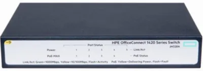 Obrázok produktu pre HPE OfficeConnect 1420 5G PoE+ (32W), Nespravované, L2, Gigabit Ethernet (10/100/1000), Podpora napájania cez Ethernet (PoE), Inštalácia do Racku, 1U