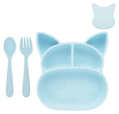 Produktbild von Silikon-Babybesteck-Set mit Löffel und Gabel, BPA-frei