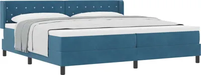 Produktbild von Boxspringbett mit Kopfteil Dunkelblau 200 x 200 cm Samt