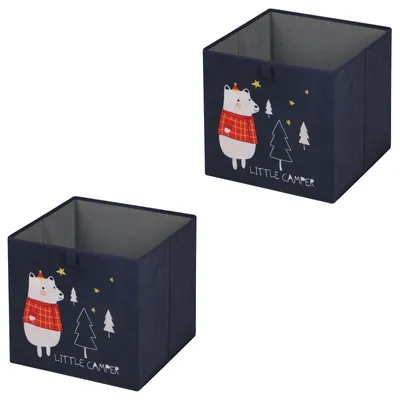 Produktbild von Faltbox DINO-2 im 2er Set - Aufbewahrungsbox für Kinderzimmer, Spielzeugkiste, Ordnungsbox Stoffbox, Regalbox mit Bären Motiv