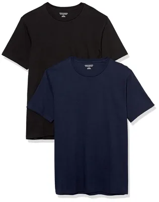 Zdjęcie produktu dla Essentials, męska koszulka slim fit, krótki rękaw, dekolt V, zestaw 2 sztuk, kolor: czarny/granatowy, rozmiar X