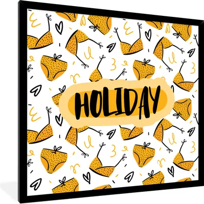 Produktbild von MuchoWow® Gerahmtes Poster Gelb - Schwarz - Sommer 40x40 cm - Poster mit Schwarzem Bilderrahmen Wandposter Rahmen Foto Bilder - Mit Rahmen - Wanddekoration Schlafzimmer