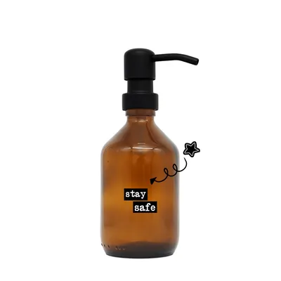 Produktbild von a good smile Seifenspender DIY Glas braun Edelstahlspender schwarz 250ml