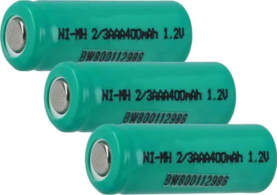 Produktbild von vhbw 3x Akku-Rohzellen Ersatz für 2/3AAA für Akkus - 400 mAh, 1,2 V, NiMH
