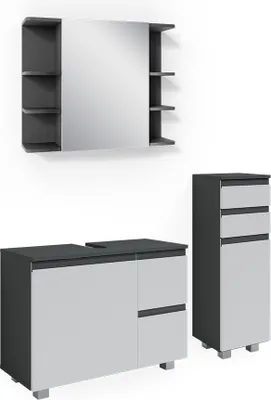Produktbild von Badmöbel-Set Vicco J-Shape Anthrazit 3 Teile, mit Midischrank, Model 40130