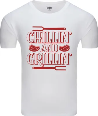 Immagine prodotto di Diarbo Maglietta da uomo con stampa divertente Chilling and Barbecuing Bianco Taglia L