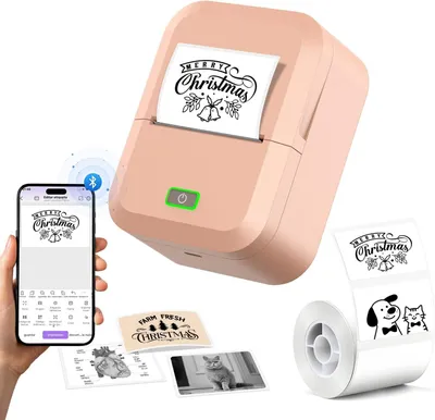 Obrázok produktu pre Mini tlačiareň, fototlačiareň Bluetooth 2 palce 20–58 mm, tlačiareň s aplikáciou pre iOS a Android, tlačiareň štítkov 203 DPI pre organizácie, firmy a školy