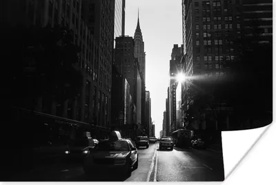 Produktbild von MuchoWow® Poster Eine ruhige Straße in New York in Schwarz und Weiß 180x120 cm - Fotoplakat