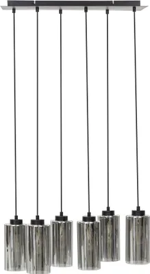 Produktbild von BELIANI Hängelampe in Grau / Schwarz aus Rauchglas 6-Flammig Modernes Design Pendelleuchte für Esszimmer Esstisch Wohnzimmer Industrial Style