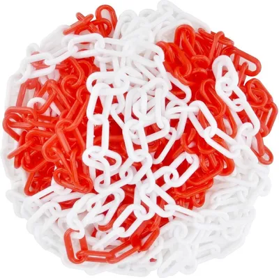 Produktbild von 10 Meter x 6 mm Kunststoff-Absperrkette – Rot und Weiß – Warnkette für Sicherheit