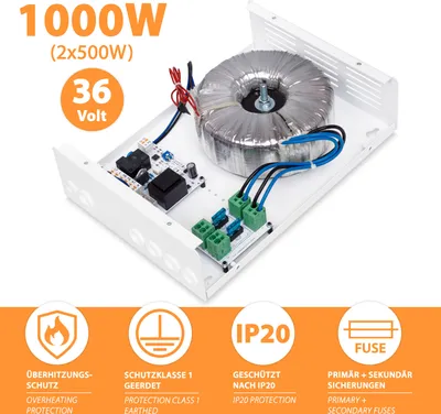 Produktbild von 36V Mi-Heat Transformator 1000W (2x 500W)