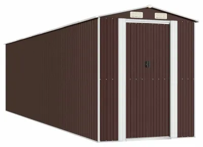 Image de Abri de jardin marron foncé, en acier galvanisé - 192 x 77 x 223 cm - Abri de stockage