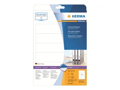 Obrázek produktu pro HERMA Special - papír - matný - trvale samolepicí - bílý - 192 x 38 mm 175 štítků (25 listů x 7)