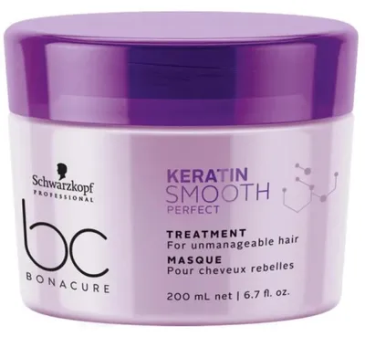 Produktbild von Schwarzkopf Professional BC Bonacure Keratin Smooth Perfect Treatment Bändigende Haarmaske für widerspenstiges Haar 200 ml
