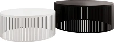Produktbild von MIRJAN24 Im Set zwei Couchtische Velede, Wohnzimmer Kaffeetisch 2er-Set, Gestell aus Stahl, pulverbeschichtet (Farbe: Weiß + Arktisches Weiß / Schwarz + Schwarz Molet)