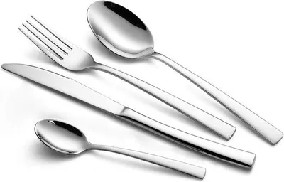 Produktbild von 24-teiliges Silberbesteck mit Messer, Gabel, Löffel und Teelöffel für 6 Personen, spiegelblank poliert, Waschmaschinetauglich.
