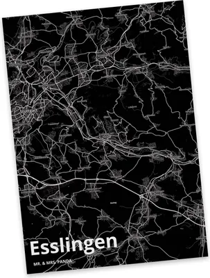 Produktbild von Mr. & Mrs. Panda Grußkarte Esslingen - Geschenk, Postkarten, Ansichtskarten, kunstkarte, Stadt, Postkarte, Ansichtskarte, Dorf Karte Landkarte Map Stadtplan