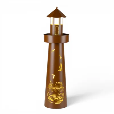 Produktbild von Leuchtturm LED Rostoptik Pflanzturm Pflanzschale Maritim Gartenbeleuchtung 80x20 cm