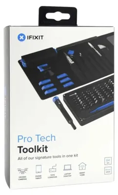 Produktbild von iFixit EU145307-4, Werkzeug-Sets, Universal, Eröffnungswahl, Schraubendreher, Spudger, Saugnapf, Pinzette, Schwarz, Blau, Edelstahl, Flach, Sicherheitstorx, Maulschlüssel, Torx, 3 Pinzette