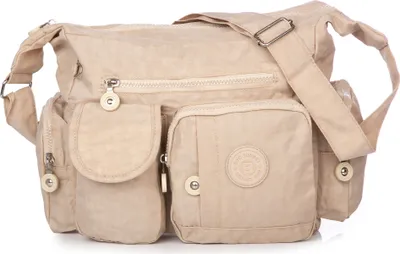 Produktbild von Bag Street Leichte Reise Umhängetasche Crinkle Nylon Mittelgroße Hellbeige
