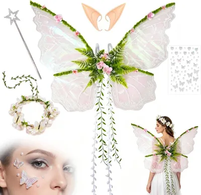 Image de Ailes de fée, ailes de papillon, rose, pour adultes et enfants, déguisement