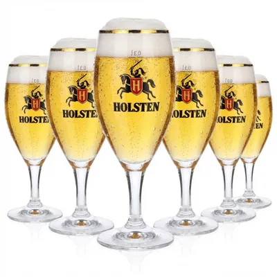 Produktbild von 6x Holsten Bier Glas Biergläser 0,3l Pokalgläser Goldrand Ritzenhoff