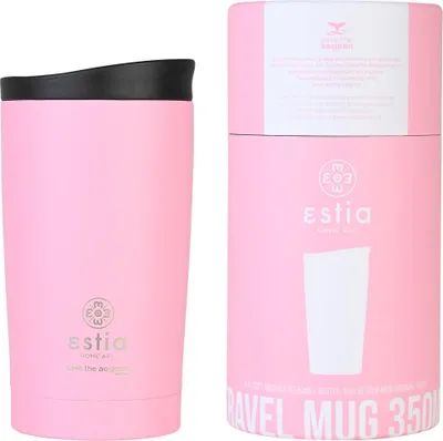 Zdjęcie produktu dla ESTIA | Kubek termiczny - 350 ml - kubek do kawy w kolorze różowym - szczelna pokrywka