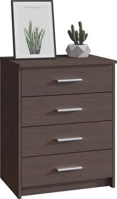 Produktbild von MATKAM Schubladen-Kommode Bodo 4S in moderner Optik, B60 x H75 x T35 cm, laminierte Möbelplatte, mit Rückwand, 4Schubfächer (Wenge)