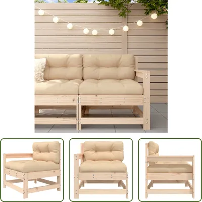 Produktbild von The Living Store Gartenstuhl mit Kissen Massivholz Kiefer
