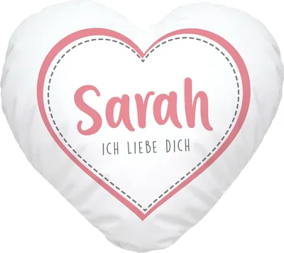 Produktbild von Herzkissen personalisiert Geschenk Liebe Liebeserklärung ich liebe dich und Wunschname SpecialMe® Für Sie weiß-rosa Herz-Kissen