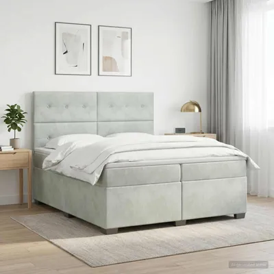 Immagine prodotto di Maison Exclusive - Letto boxspring con materasso Grigio chiaro 200 x 200 cm Velluto