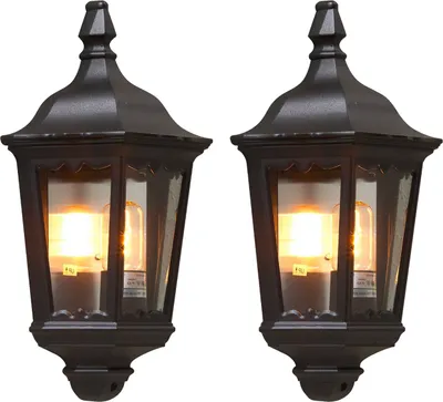 Produktbild von 2er-Set schwarze Wandleuchten FIRENZE Halbschale Aussenwandleuchte